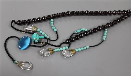 A Chinese mandarin court style necklace, approx 207cm.
